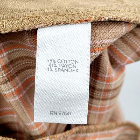 J. Jill Premium Bi-Stretch Plaid Tan Beige Casual Work Pants Women's Sz 8 Tall - Picture 9 of 10
